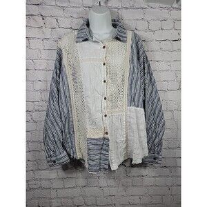 Gimmick Womens Boho Style Button Up Top Size Large Oversized